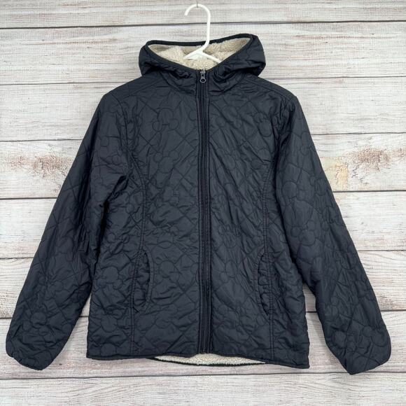 Disney Parks Quilted Mickey Mouse Sherpa Lined Jacket Women's Small Black - Picture 1 of 14